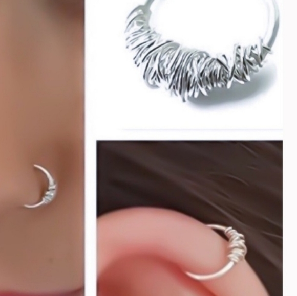 Sterling Silver Wire Wrapped Nose/Cartilage Ring - Picture 4 of 9